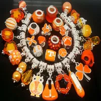 Cała masa 100pc Partię mieszane pomarańczowe uroki kolorów do biżuterii, tworząc luźne majsterkowicz wielkie dziury dla europejskiej bransoletki287o