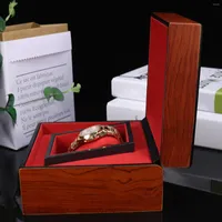 Oglądaj pudełka luksusowe drewniane miejsce do przechowywania czerwoną poduszkę prezentację na rękę na rękę do sklepu osobistego lub detalicznego