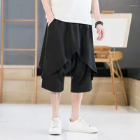 Men&#039;s Pants Summer Japanese Vintage Fake Two Piece Men Gothic Fashion Designer Brand Women Hip Hop Plus Size Wide Leg Panta