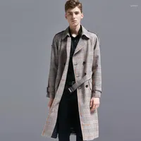 Heren Trench Coats Fashion Plaid Large Size Coat Men's Over-the-Knee Spring Style Casual Wind Breaker Mens Jacket 6XL