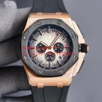 6 Farben Mode Armbanduhren 43 mm 26420 18K Roségold Automatisch mechanische transparente Gummibänder Gurt Herren Uhren3024