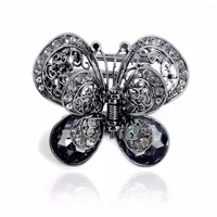 Hair Clips Vintage Rhinestone Butterfly Claw Crab Crystal Embellished Medium Clip Open Sides Accessories For Women