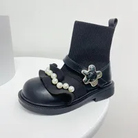 Boots Baby Shoes Children Casual Kids Footwear Fashion Pearl Short Autumn Winter Girls Lace Princess Socks E13984