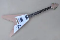 Factory electric semi-finished Electric guitar kits No Paint Flying V shape Chrome hardwares can be changed