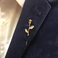 Unisex Rose Flower Brooch Pin Men Suit Accessories Classic Lapel Pins for Men's Suit Wedding Party Long Pin Lots 12 Pcs194H
