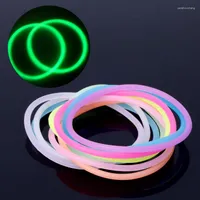 Charm Bracelets 10PCS Night Luminous Wristband Gummy Silicone DIY Rubber Hairbands