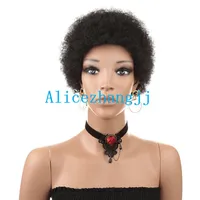 Short afro curly human hair wigs machine made kinky curly brazilian hair wigs for black women2736
