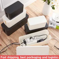 New Cable Storage Box Plastic Power Strip Cable Storage Container Cord Hider Box Cord Organizer Storage Case Socket Box For Home Y240q