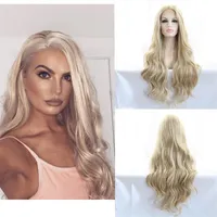 Synthetische pruiken Long Lace Front Wig Gold Ombre blonde krullende lichaamsgolf voor zwarte vrouwen frontale cosplay drag queen dagelijkse haar303t