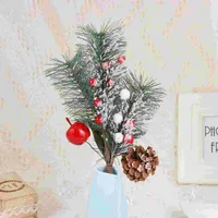 Party Decoration 1Pc Simulation Berry Pine Needle Bouquet DIY Flower Arrangement Ornament Christmas Household