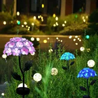 LED Solar Light Artificial Hydrangea Simulation Flower Outdoor Waterproof Garden Lawn Stakes Lamps Yard Art for Home Decoration 0922