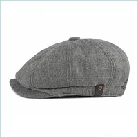 Berets Vintage Men Beret Hats Classic Western Newsboy Caps Cotton Mischhut flachem Rand Verstellbarer Fr￼hlingskappe 20211225 T2 DHSELLER2010 DHAVJ