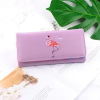 Cartoon Flamingos Ladies Purses Wallet Women Leather Cute Women Wallets Female Purse Card Holder Clutch Bags Handbag Wallet198O