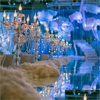 Party Decoration 10 Pcs Lot 31" Upscal Table Centerpiece Acrylic Crystal Wedding Candelabras Candle Holder Aisle Road Leads Yummyshop Dhutu