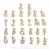 iced out 26 letters A to Z pendant necklaces luxury designer hip hop capital letter mens gold silver stainless steel chain necklac203Q