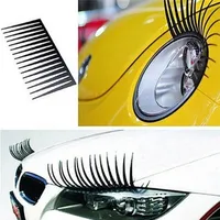4Pcs2Pairs Black Cute 3D Car Logo Sticker decals Car Headlight Eyelash Automotive Eyelashes Eyeliner car accesories shippi272t