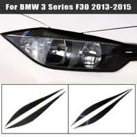 탄소 섬유 장식 헤드 라이트 눈썹 눈썹 눈꺼풀 BMW F30 2013-2018 3 시리즈 액세서리 자동차 조명 스티커 219L