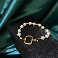 Link Bracelets 12 Pieces Pearl Simple Square Buckle Bracelet Natural Fresh-water For Women Original Design Fashion Jewelry