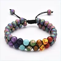 Beaded Strands New Mticolor 8Mm Stone Beaded Bracelet 5 Styles Double Layers Natural Volcanic Rocks Yoga Braclets Jewelry Ac Bdedome Dhavs