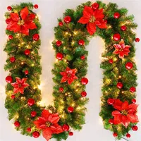 Decorações de Natal PDQ Moda Christmas Rattan Wrinalh 2.7m LED Light Flower Light Faixa de flores Decoração de férias de férias T220919