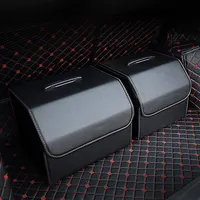 Solid Color Car Trunk Storage Box Waterproof Leather Organizer Boxs Folding Stowing Tidying Bag For Fordonsstamtillbeh￶r