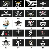 52 Styles Jolly Roger Pirate Flag Cross Bone Skull Banner Banner Banner Polyester Halloween Party Bar Club Decored Mansion Decor