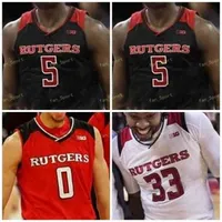 SJ NCAA College Rutgers Scarlet Knights Basketball Jersey 0 Geo Baker 1 Nick Brooks 2 Shaquille Doorson 5 Eugene Omoruyi Custom Stitched