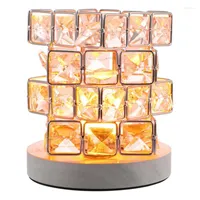 Iron Crystal Geometric Gift Night Light Bedside Lamp Himalayan Cube Salt Ornament