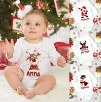 Personalised Party Christmas Baby Jumpsuit Custom Name Infant Outfit Clothes Boy Girl Holiday Bodysuit Deer Santa Newborn Romper