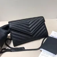 Women Luxurys Metal Chains Envelope Bag Purse Sheepskin Caviar Leather Handbags Flip Cover Diagonal Shoulder Crossbody Bags Wallets Designers Clutch Lady Totes