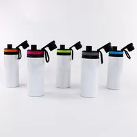 Sublimation Aluminum Blanks Water Bottles 600ml Heat Resistant Kettle Tumbles Sports White Cover Cups with Handle Sea Rrc331w