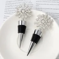 Bar Tools Winter Wedding Favors Silver Finished Snowflake Wine Stopper with Simple Package Christmas Party Decoratives RRB15665