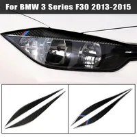 Decoraci￳n de fibra de carbono Feotlights Cejas de p￡rpados Cubierta de molduras para BMW F30 2013-2018 Accesorios de 3 series Pegatinas de luz para autom￳vil253t