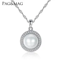 PAG&MAG Classic Round 925 Sterling Silver Pendant Necklace with 9-9 5mm Pearls Natural Freshwater Pearl Fine Jewelry 001 201223283Y