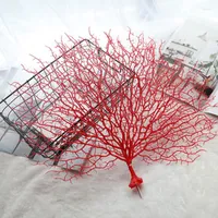 Decorative Flowers 1PC Plastic Simulation Peacock Coral Branch Artificial Plant Fan-Shaped Red Home Gardening Strip