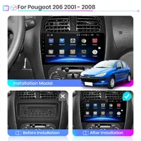 9 بوصة Android Car Video DVD الملاحة لـ Peugeot 206 Citroen C2 Multimedia Player HD Radio FM Audio Handfree