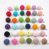 Chengkai 50pcs 20mm Round Knitting Cotton Crochet Wooden Beads Balls for DIY decoration baby teether jewelry necklace Toy T200730226S