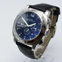 Armbanduhr Steelbagelsport Multi-Dial Leder Band Männer Mechanical Uhren Drop Date Automatische Armbanduhr Geschenke