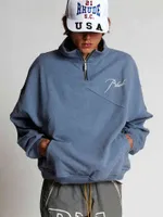 Hoody Erkek Kadın Tasarımcılar Essentials Rhudes hoodies moda standı Yarım fermuarlı erkek büyük boy küçük kalabalık yüksek marka ins