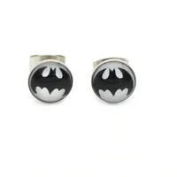 Black Batman Ear Stud Hero surgical steel studs Earrings 8mm Whole Ear Pin Popular Design325u