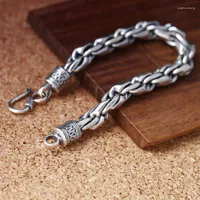 Länkarmband Trendiga smycken 925 Sterling Silver Kinesisk stil Personlighet Arrogans för män Rope Sticking Punk Chain