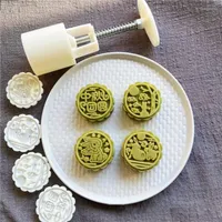 Baking Tools Moon Cake Mould 4PCS Pattern Hand-Pressure Mooncake Molds Cookie Stamps For Mid-autumn Festival Happry Midautumn