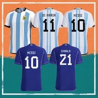 كأس العالم 2022 #10 Messis Soccer Jersey 22/23 Home Lo Celso de Paul Aguero Di Maria Shirt Away