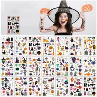 Halloween Tattoo Stickers for Kids Party Toys & Supplies Waterproof Pumpkin Witch Bat Spider Ghost Temporary Tattoo Sticker Masquerade Prank Makeup Props
