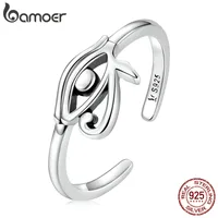 Fine S Bamoer 925 Sterling Silver Eye of Horus Egypt Protection Anel aberto para mulheres Personalidade Banda Cool Ring Jewelry Gift