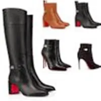 Damen-Knöchelstiefel Kalbskin / Wildleder Red Soals Lock Booties Boot-Kate Booty Winter Mode Luxus Designer Boots 35-43