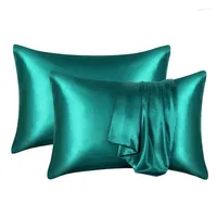 Pillow Case High -End -Multikolen -Queen -Size -Abdeckung Luxus glattes Satin -König Soft reines Färbung Rechteck Hüllen