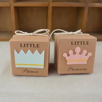Gift Wrap 50pcs Baby Shower Born Candy Box Little Prince Princess Crown Boxes Lovely Babyshower Party BoxesGift