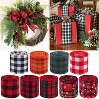 Stoff und Nähen 6m Weihnachtsband rot schwarze Plaid -Leinenbänder Baumbogendekorationen für Home Weihnachtsgeschenkverpackung Noel 2022
