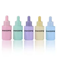 Macaroon Color Dropper Bottle 30ML Scrub Flat Shoulder Essential Oil Bottles Green Purple Pink Blue Straight Shoulder Essence Liquid Glass Cosmetic Container